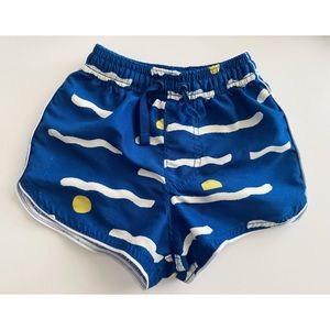 Hanna Andersson Dolphin Vent Mellow Waves Print Swim Trunks